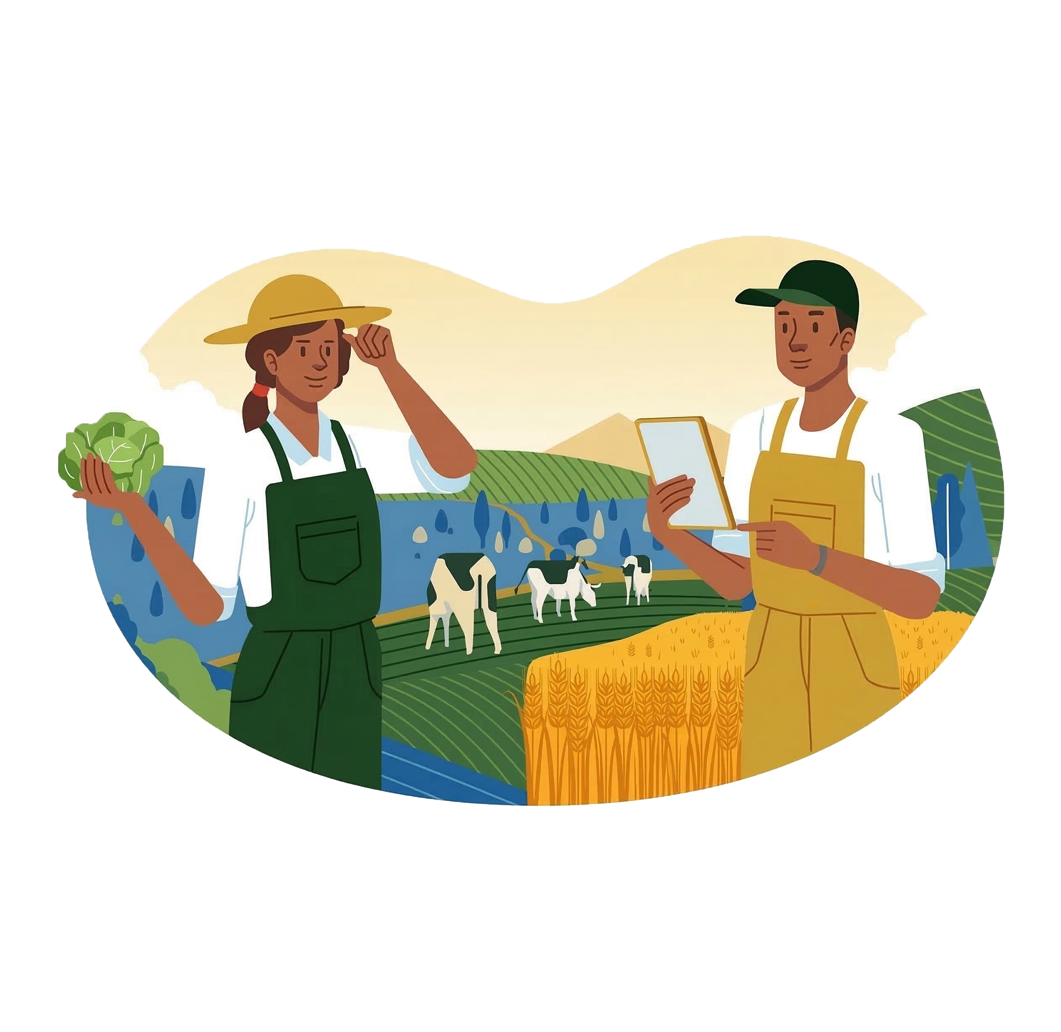 Farmers working in fields